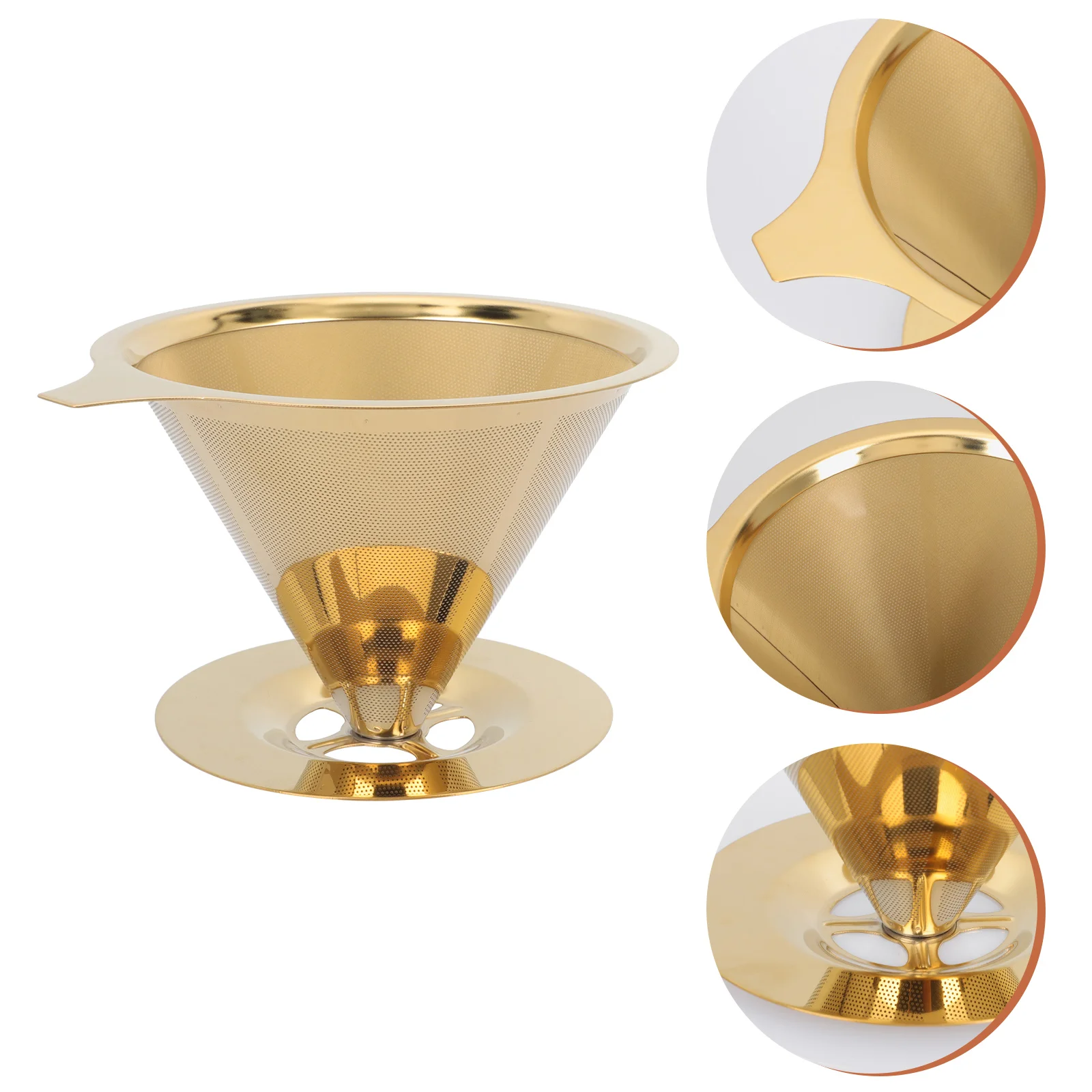 Coffee Filter Office Cone Reusable Funnel Paperless Maker Double Mesh Dripper Hand Strainer