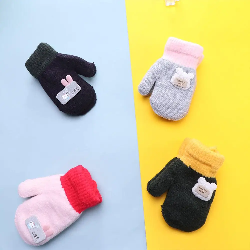 Soft Boys Infant Children Toddler Girls Baby Knitted Gloves Baby Mittens Warm Mittens Cartoon Gloves