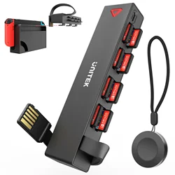 Wireless Game Card Reader with 4 Storage Slots and Remote - Plug & Play Black Gaming Accessory (D1100B)