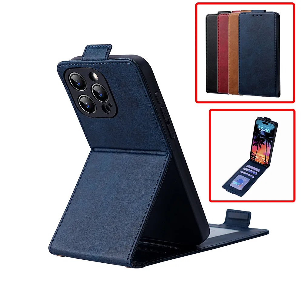 Leather Flip Case with Vertical Open Design and Card Holder - Anti-Drop Protection Phone Cover