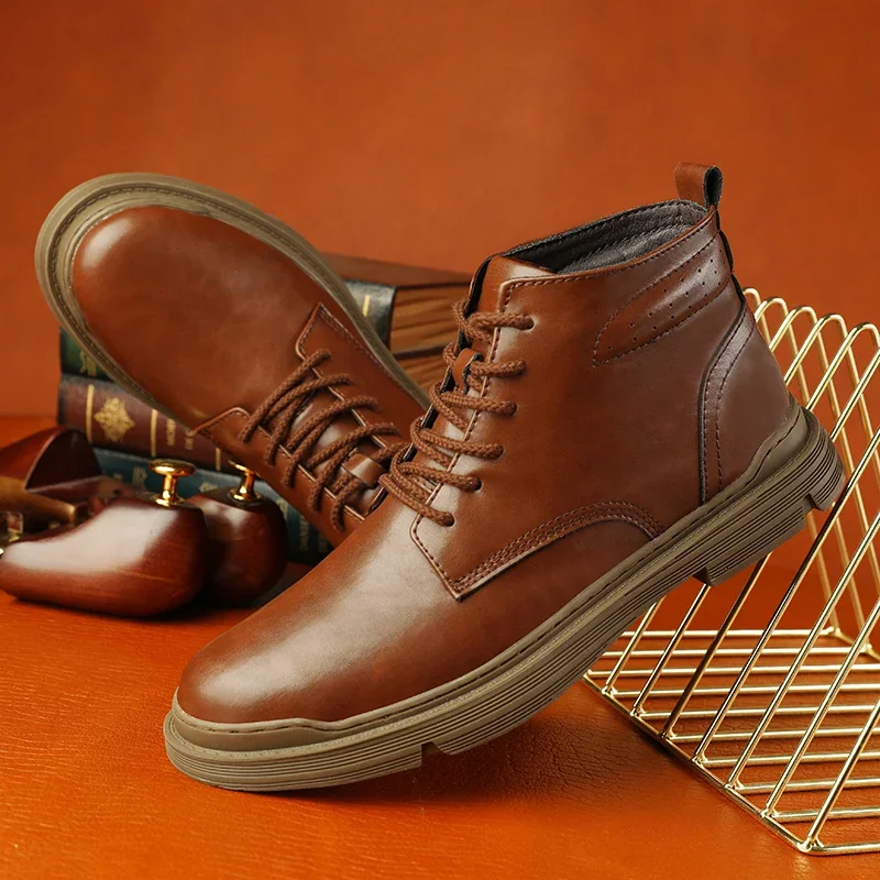 

2023 New High Quality Men's Boots Four Seasons Casual Work Wear Boots Trend Outdoor Cycling and Hiking Cotton Snow Boots