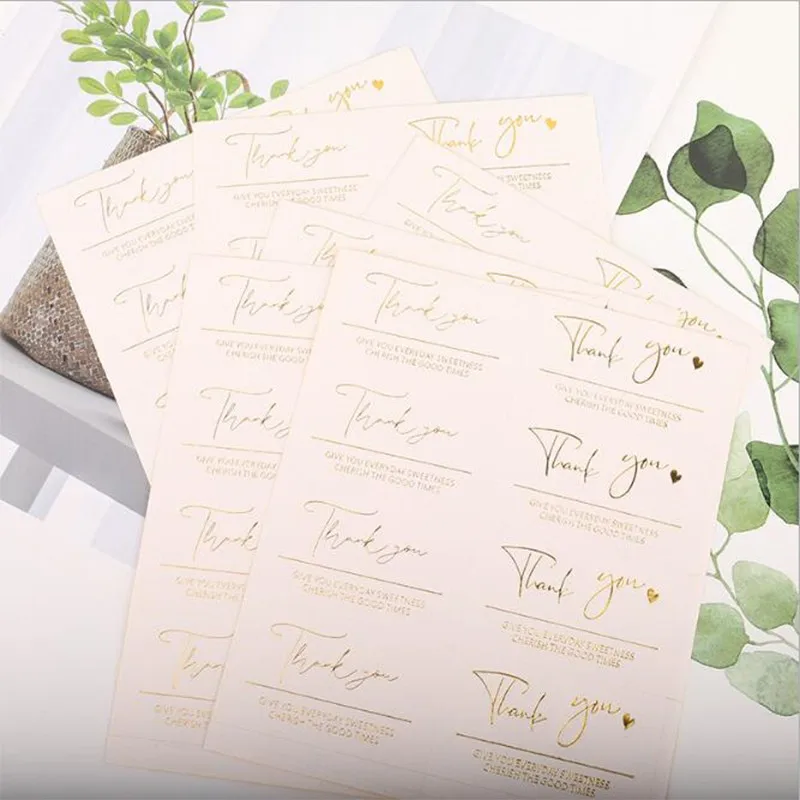 

800pcs Wholesale Thank You Paper Round Stickers With Heart Gold Foil Label DIY Gift Stationery Packaging 6*3.5CM