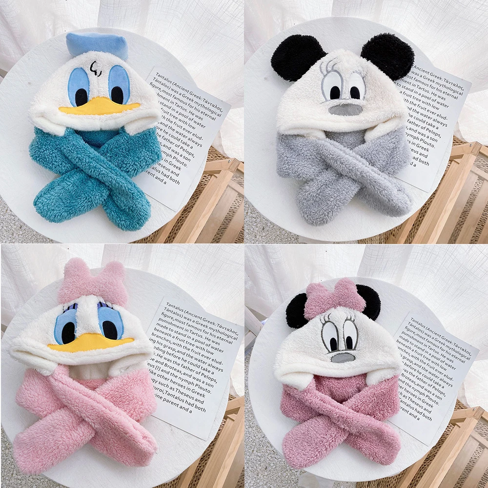 

Disney Child's Accessories Mickey Minnie Donald Duck Hat Scarf Glove Ear Protection Cartoon Baby Girls Winter Disney Thermal Cap