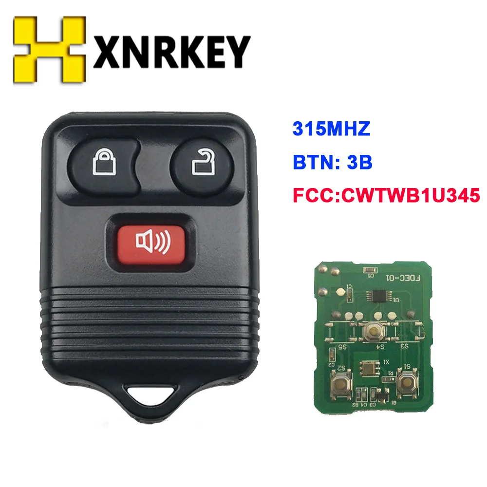 XNRKEY 3 Buttons Remote Car Key for Ford Mustang Focus Lincoln LS Town Car Mercury Grand Marquis Sable 315Mhz CWTWB1U212