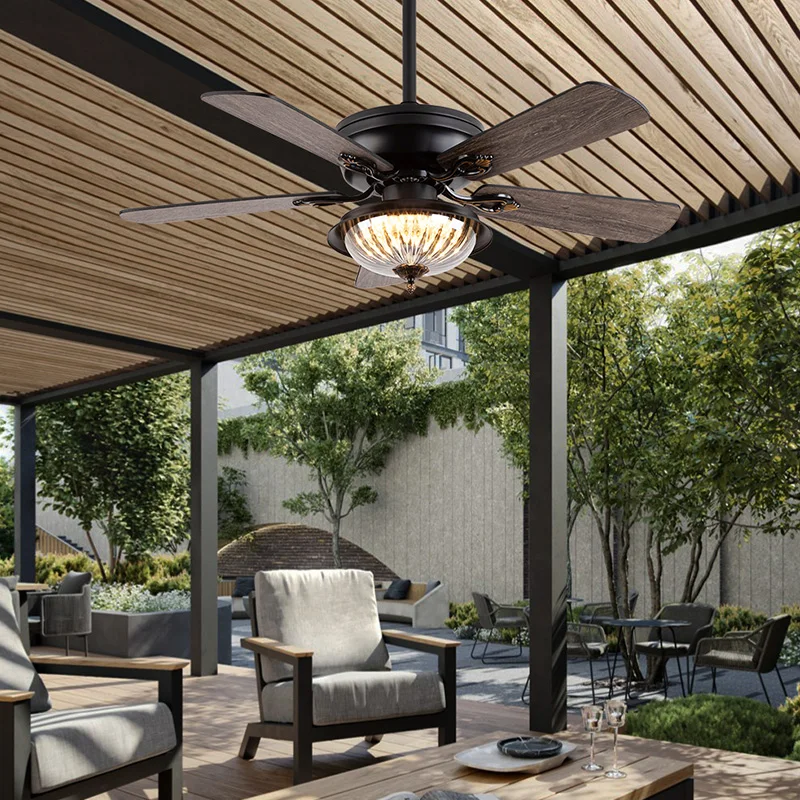 Outdoor ceiling fan light ceiling fan led ceiling fan lights led fan light pavilion garden ceiling fan waterproof intelligent variable frequency electric light