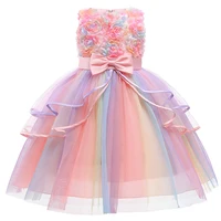 Baby Girl Dress Flower Girl Wedding Princess Dress Girl Christmas Bowknot Costume Kids Birthday Party Cake Skirt Tutu Girl Dress