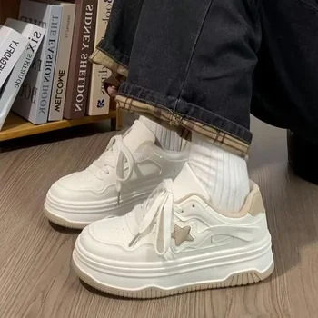 Women's Casual Breathable Sneakers Original Design Spring Autumn Seasonal New Style Student Versatile Thick Bottom Board Shoes