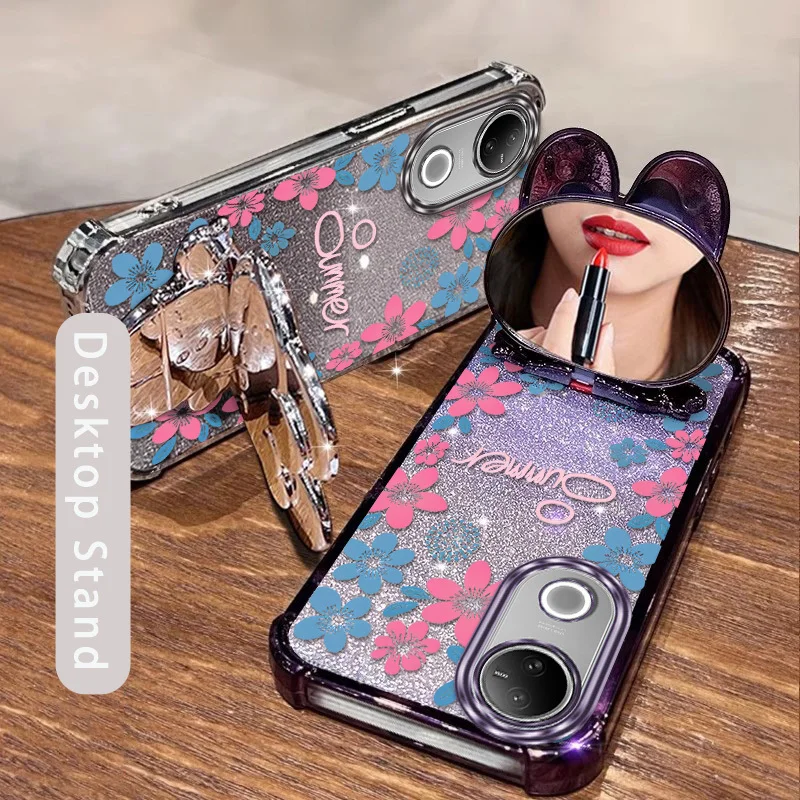 Bright Floral Phone Case with Lanyard and Stand, 3-Piece Set