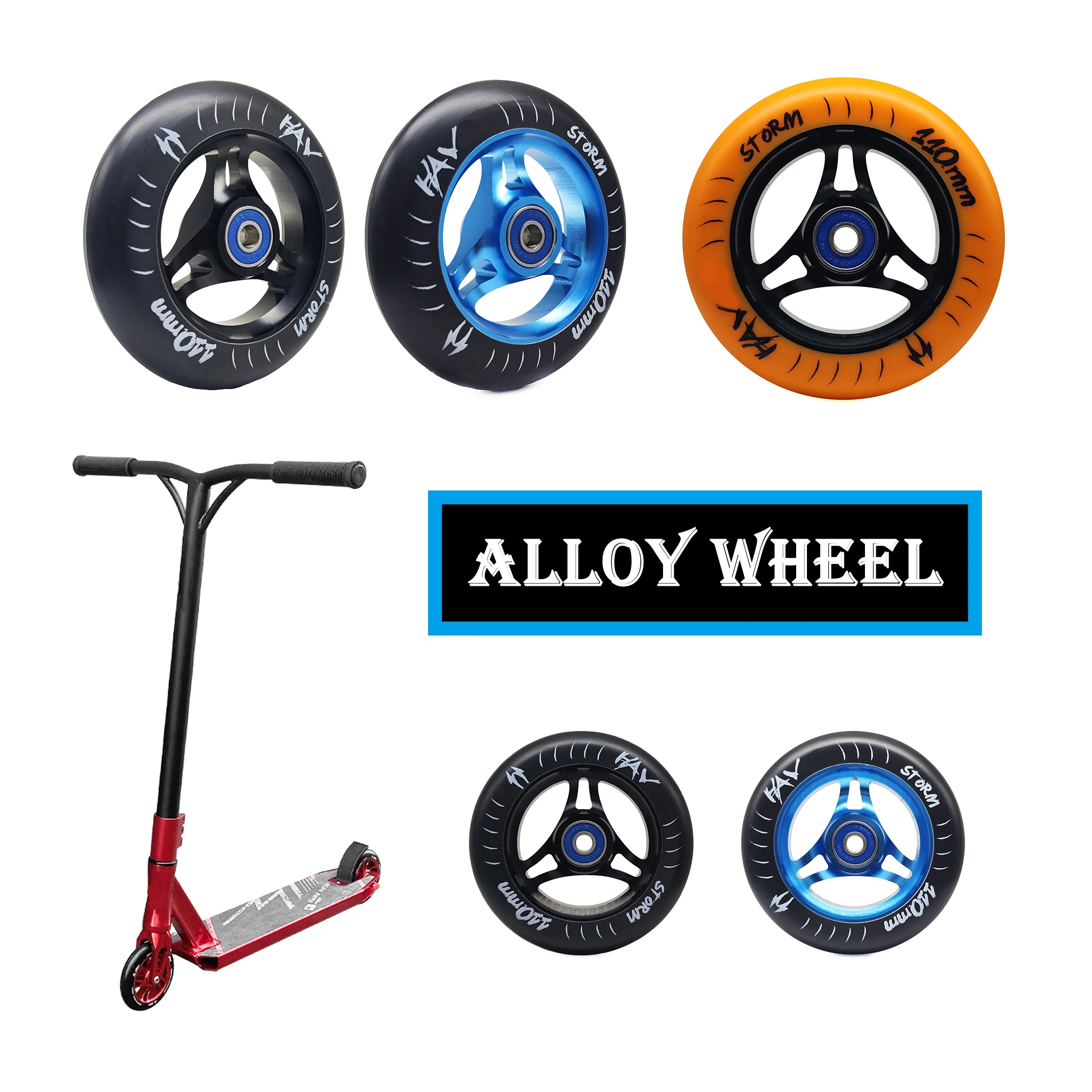 2 Pcs 100Mm Scooter Replacement Wheels with Bearing Stunt Scooter Pu Wheels  for Rocking Cars, Extreme Cars, Scooters - AliExpress