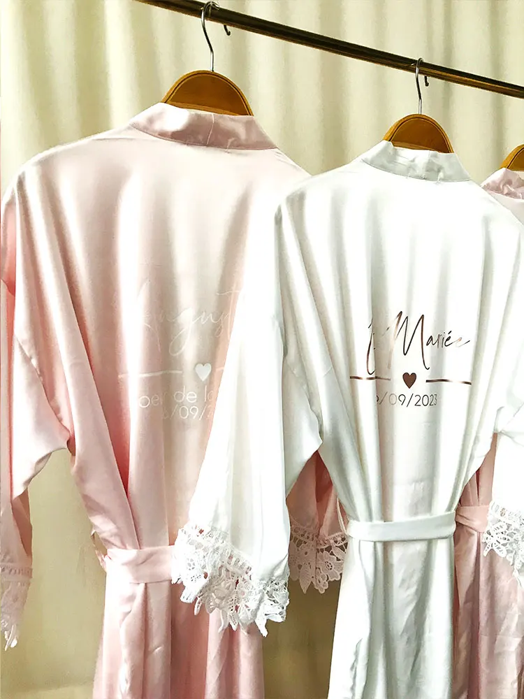 

White Lace Dressing Gown La Mariée Custom Robes for a Wedding Personalized Design Blush Soeur De La Mariée Robes Summer Bathrobe