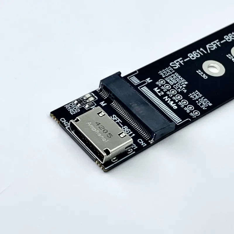 F4D OCuLink SFF-8611/8612 auf M.2 NVMe M-Key 2230 2242 2260 2280 SSD-Adapterkarte PCIe 4.0 x4 Gen4 64 Gbit/s Erweiterungskarte – Detail 5