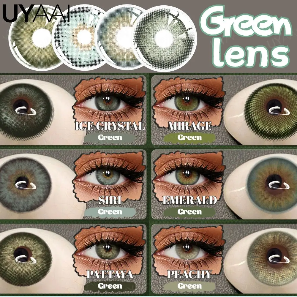 Lentilles de contact colorées UYAAI Siri Green, lentilles de maquillage PATTAYA Green, lentilles de beauté pour les pupilles, lentilles colorées cosmétiques, lentilles Colorcon Green 1