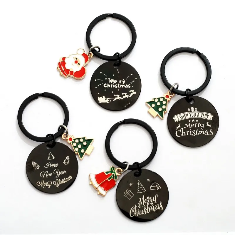 Christmas Keychain Snowman Pendant Bow Hat Keychain Stainless Steel Keyring Cute Jewelry Key Car Accessories Christmas Gift stainless steel key organizer portable keyring holder keychain storage management