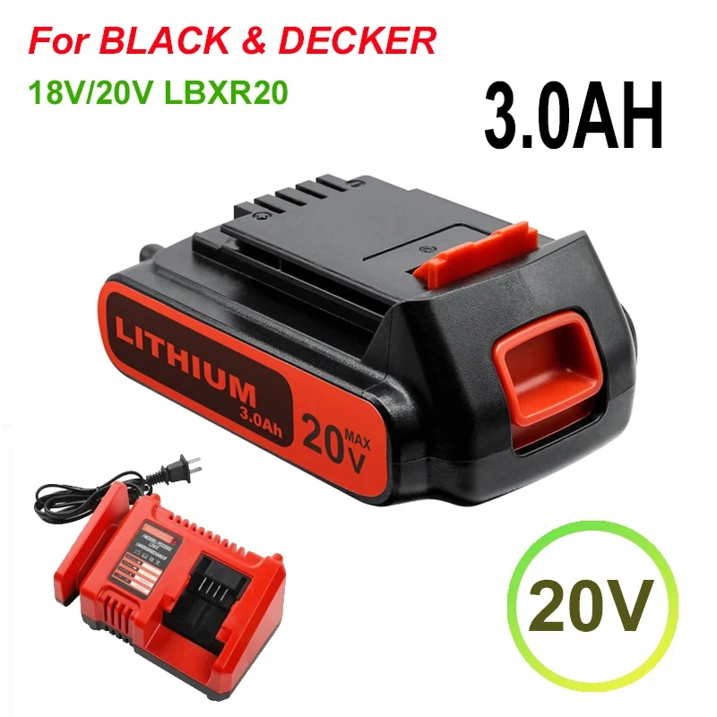 Power Tool Battery For Black Decker 3000mAh LBXR20 Lithium Battery 20V LBXR20 LB20 LBX20 LBXR BL LB2X4020-OPE