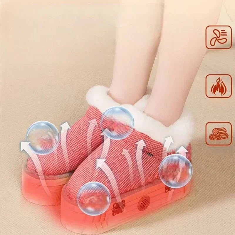 뜸 신발 휴대용 발 마사지 부츠 원목 밑창 열 요법 핫 컴프레스 워킹 요법 기기