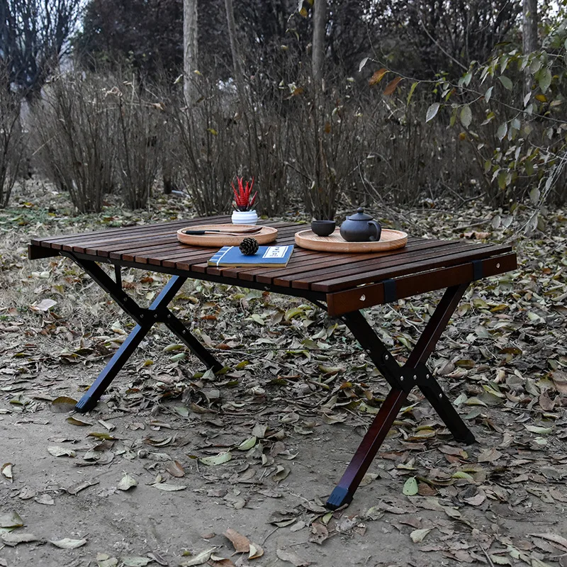 

Outdoor Egg Roll Table Portable Folding Children's Table Self-Driving Travel Picnic Camping Solid Wood Barbecue Fishing Tables
