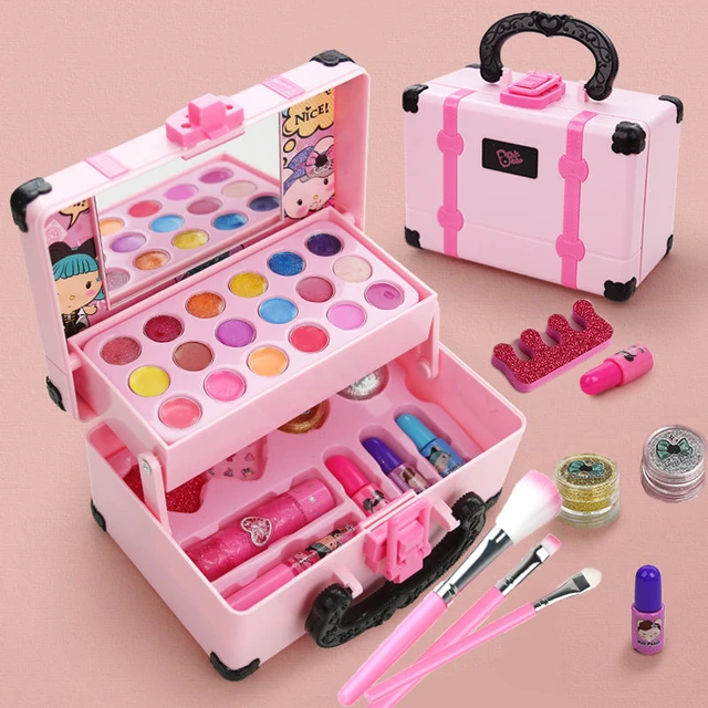 Kids Makeup Cosmetics Playing Box Princess Makeup Girl Toy Play Set  Lipstick Eye Shadow Safety Nontoxic