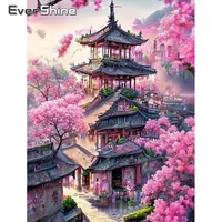 Evershine Full Square Diamond Embroidery House Landscape Painting Cross Stitch Kits DIY Building Mosaic Tree New 2024 1