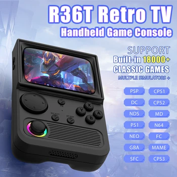 AISLPC R36T Retro TV Console portatile Wifi Multigiocatore RK3326 Console di gioco classica Schermo IPS da 3,5 pollici Lettore video portatile 64G 1