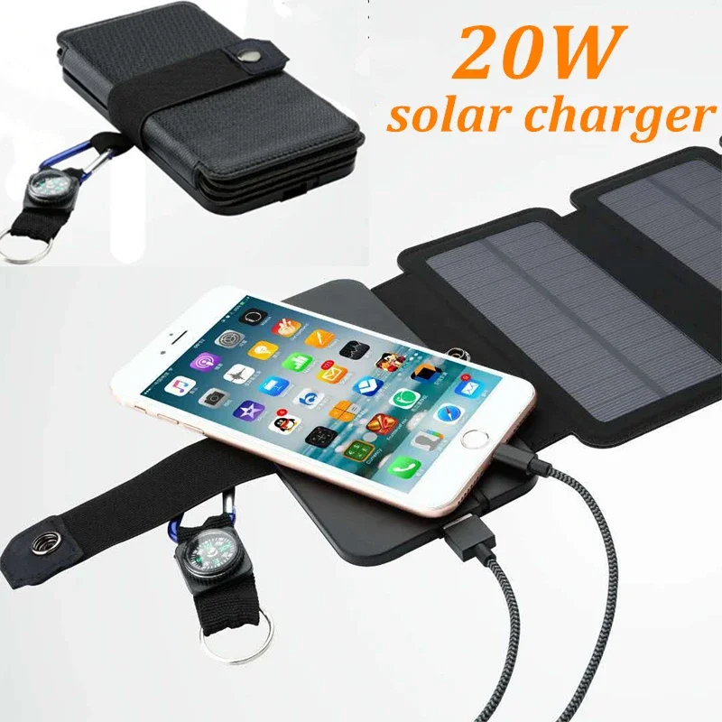 

Складные солнечные панели, 20 Вт, зарядное устройство, солнечная батарея, выход USB, быстрая зарядка, портативные устройства для смартфонов