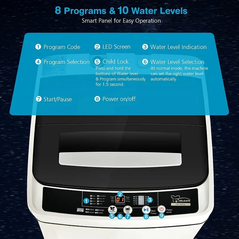 Giantex Full Automatic Washing Machine, 2 in 1 Portable Laundry Washer 1.5Cu.Ft 11lbs Capacity Washer 6