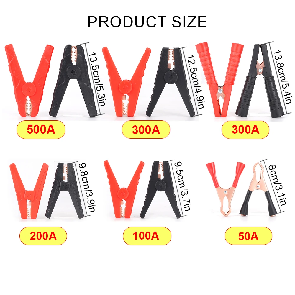 100A 500A Emergency Power Crocodile Clip Copper Powerful Battery Charging Clip Car Ignition Wire Start Battery Cip