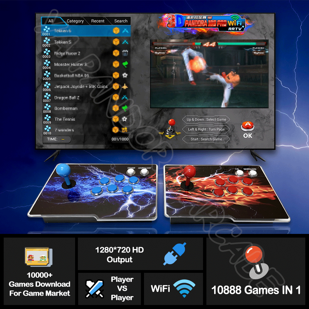 3D Wi-Fi Pandora EX Arcade Box Machine 8000 10888 Giochi In 1 Joystick Multigiocatore 6 Pulsanti Console Arcade Retrò Giochi Per 4 Giocatori - Foto 4