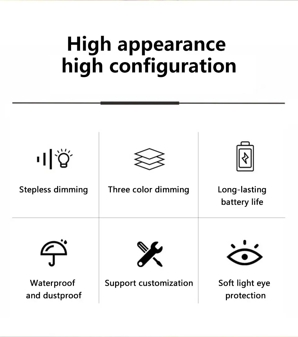 Description Picture 3 of itemCordless LED Table Lamp Rechargeable 3 Colors Stepless Dimming Portable Desk Lamps Bedside Office Study Bedroom Reading Light