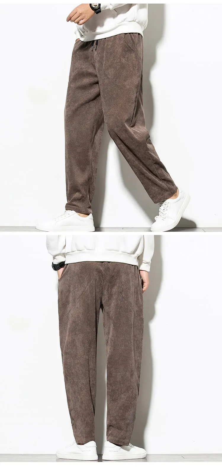 Homme Pantalons Pantalon En Velours Côtelé Pantalons Amples Pantalon Décontracté Pantalon De Pantalon De Survetement Droit Cordon De Serrage Couleur Unie Confort  P14986946