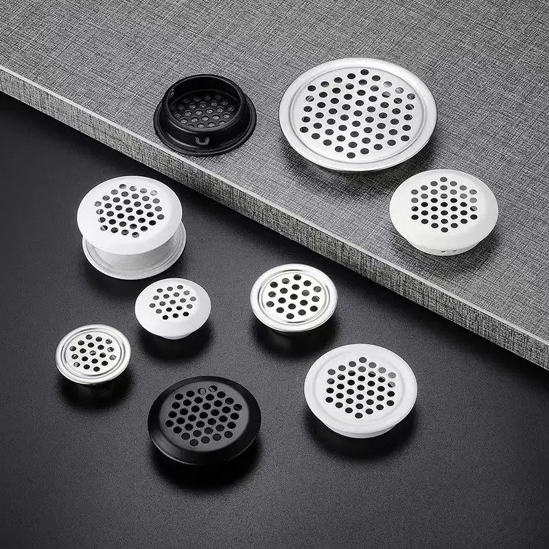 Air Vent Grille Ventilation Grille Air Vent Cover Ducting Ventilation Cover 10pcs Round cabinet Air duct Vent Dia.19mm-53mm Steel Louver Mesh Hole plug decoration cover Wardrobe grille ventilation systems