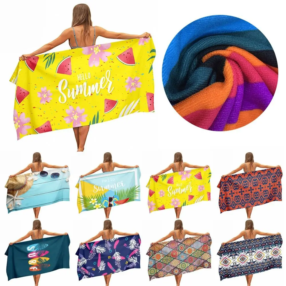 

Beach Towel Bath Towel Microfiber Printed Quick Drying Towel Bath Towel Shawl Rectangular Beach Mat