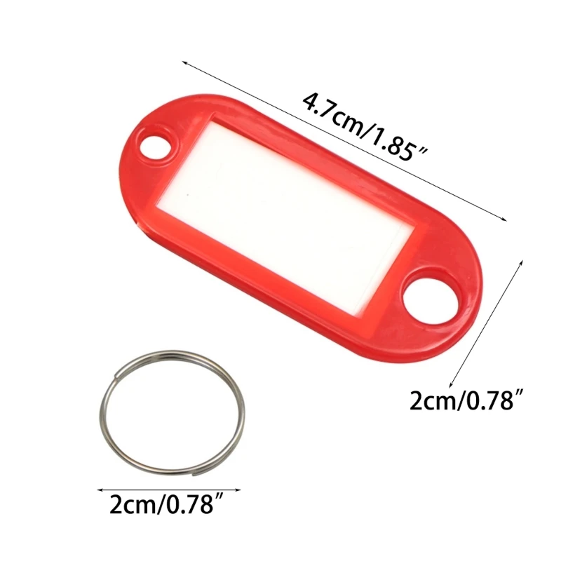 50 Pcs/Set Keychain Label Tags Keys Tags with Split Ring and Label Window Luggage Tags Practical Keys Identifiers