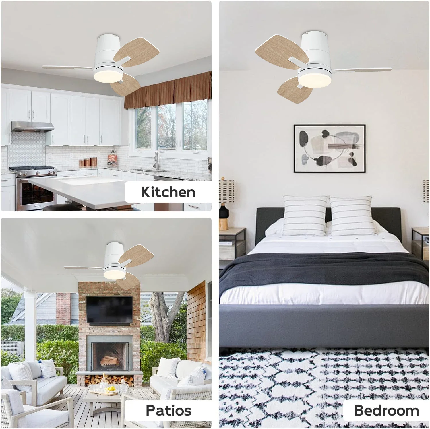 Embedded DC Ceiling Fan 30/42 Inch with Light Remote Control 3CCT Dimmable Noise Free for Bedroom Study Living Room
