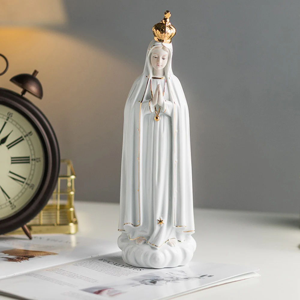 1pc, Ceramics Our Lady Mary, Rose Fatima Virgin Mary statue, Church decorations Holy image, Ceramic gifts, home crafts ornaments