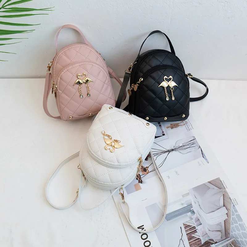 

Mini Backpack for Women Cute Swan Hanging Embroidery Small Backpack Girls PU Leather Bookbag Ladies Casual Satchel Bags Handbag