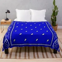 Royal Blue Paisley Bandanas Throw Blanket sofa bed Luxury Brand Blankets 1