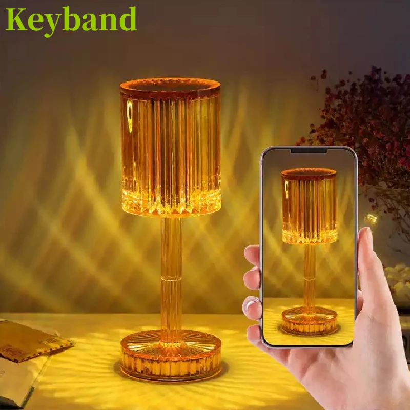 

Romantic RGB Crystal Table Light with Remote Bedside Desktop Atmosphere Lamp Touchable Switch USB Changing Port DC 5V