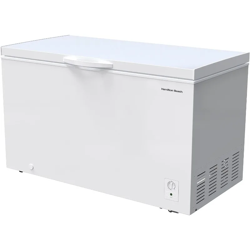 14 cu ft Chest Freezer-White, Large Storage for Families, Space-Saving Flat Back, Front Drain, Garage Ready- By Hamilton Beach