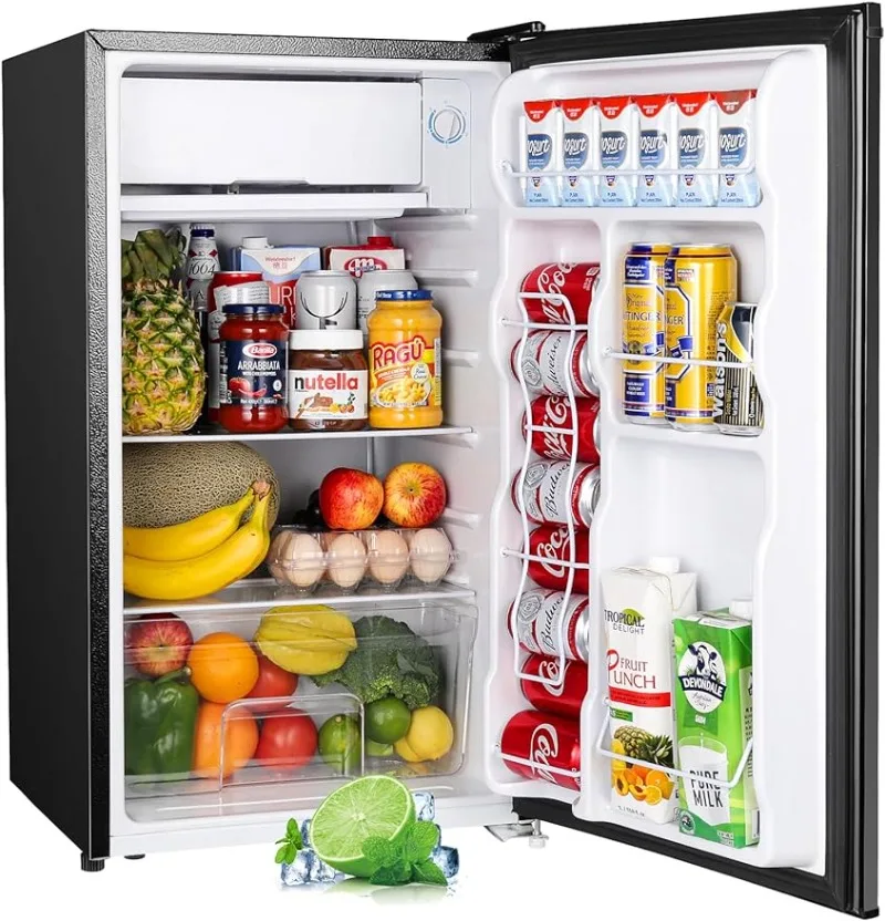 

Upstreman 3.2 Cu.Ft Mini Fridge with Freezer, Single Door, Adjustable Thermostat, Refrigerator for Dorm, Office, Bedroom