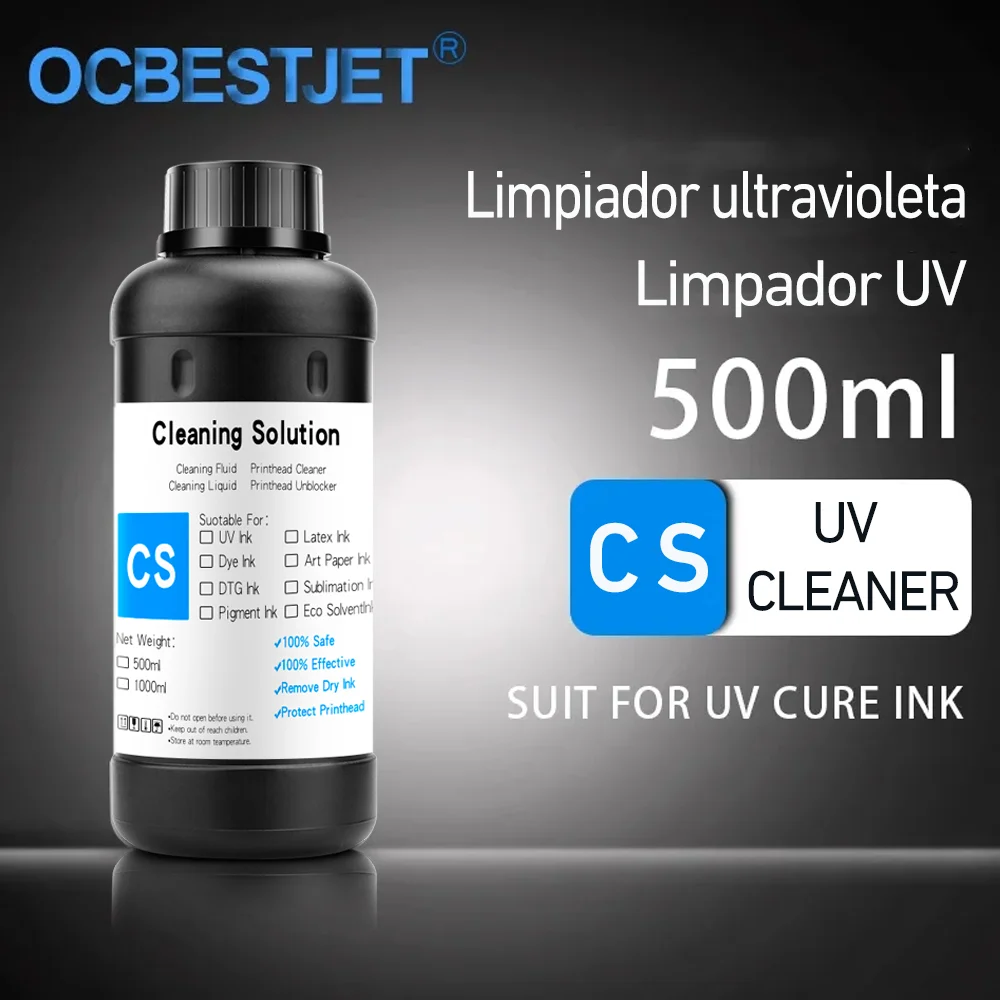 500ML/Bottle UV Cleaning Liquid Precoating Additive Viscosity For Epson R290 R330 L800 1390 1400 For All UV Inkjet Printhead printer cleaner printer uv ink uv coating fluid