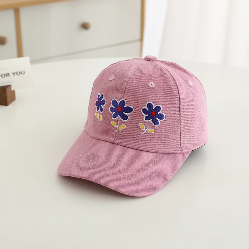 Baby Girls Baseball Summer School Cartoon Flowers Children Outdoor Kids Caps for 2-8Years Adjustable Sports Hats Cotton