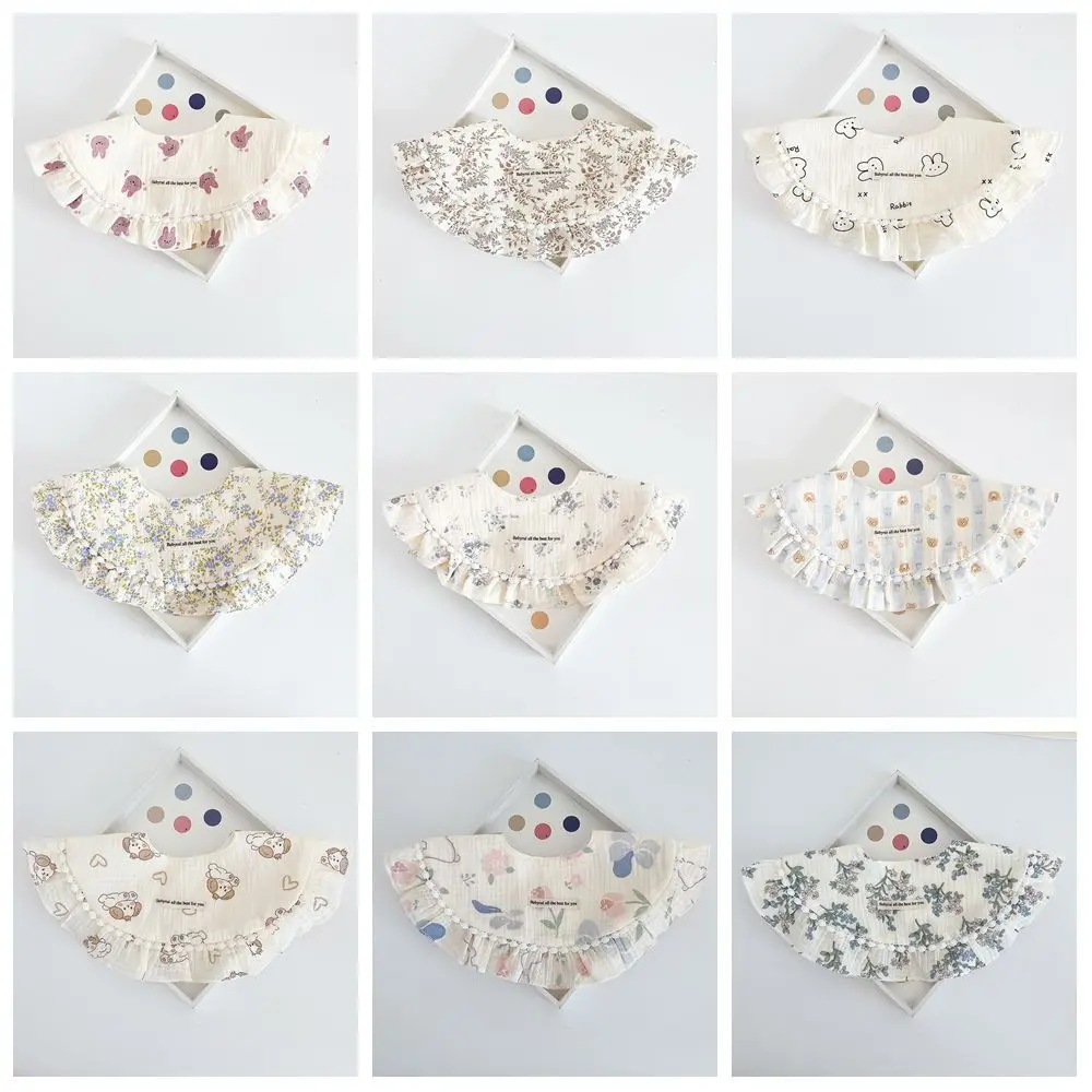 Soft Feeding Baby Cotton Bibs Round Neck Princess Baby Drooling Bibs INS Lace Saliva Towel Cloths Infant