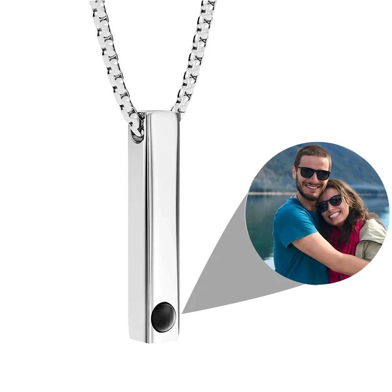 ASD Gioielli Collana Personalizzata Bar Proiezione Fotografica Collana Immagine Personalizzata Nome Inciso Ti Amo 100 Lingue Gioielli Per Coppie/ Amanti