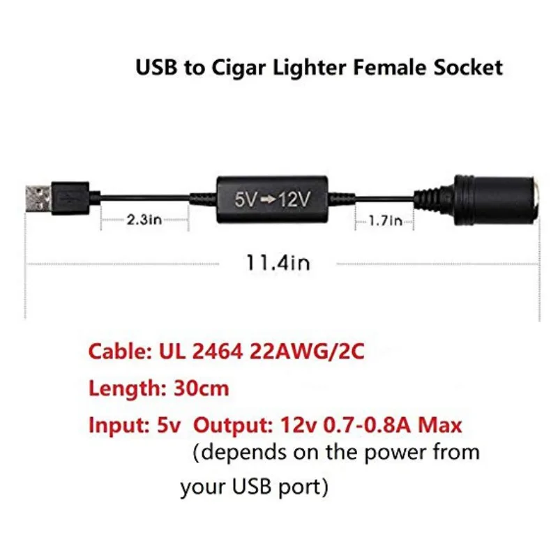 유선 자동 부스트 컨버터 어댑터 5V USB 포트 12V 자동차 시가 라이터 소켓 전원 코드 변압기 케이블 전원 공급 장치