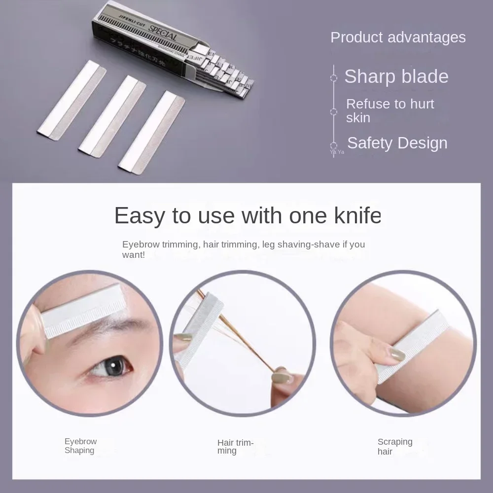 Eyebrow Trimming Professional Hair Cutting Razor Knife Stainless Steel Multi-function Sharp Feather Blade Makeup Tool 100Pcs/Lot