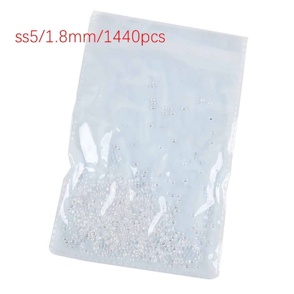 SS3 SS4 SS5 SS6 SS8 1440pcs Clear Crystal AB Golden Back Stones  3D Non HotFix FlatBack Nail Art Rhinestones Decorations 