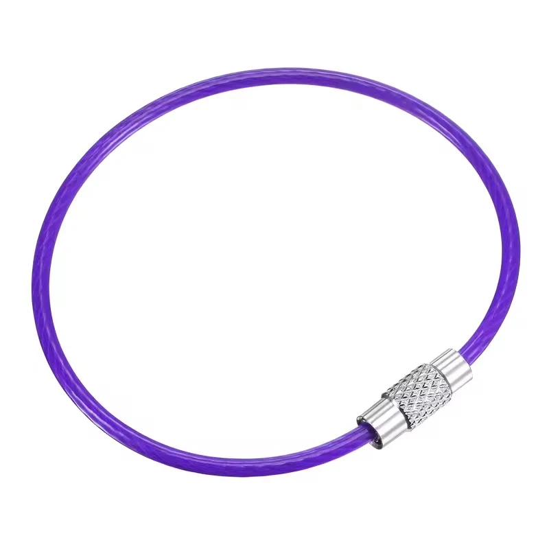 Versatile PVC Coated Stainless Steel Wire Keychain Kit - Durable Cable Ring and Screw Locking Accessories