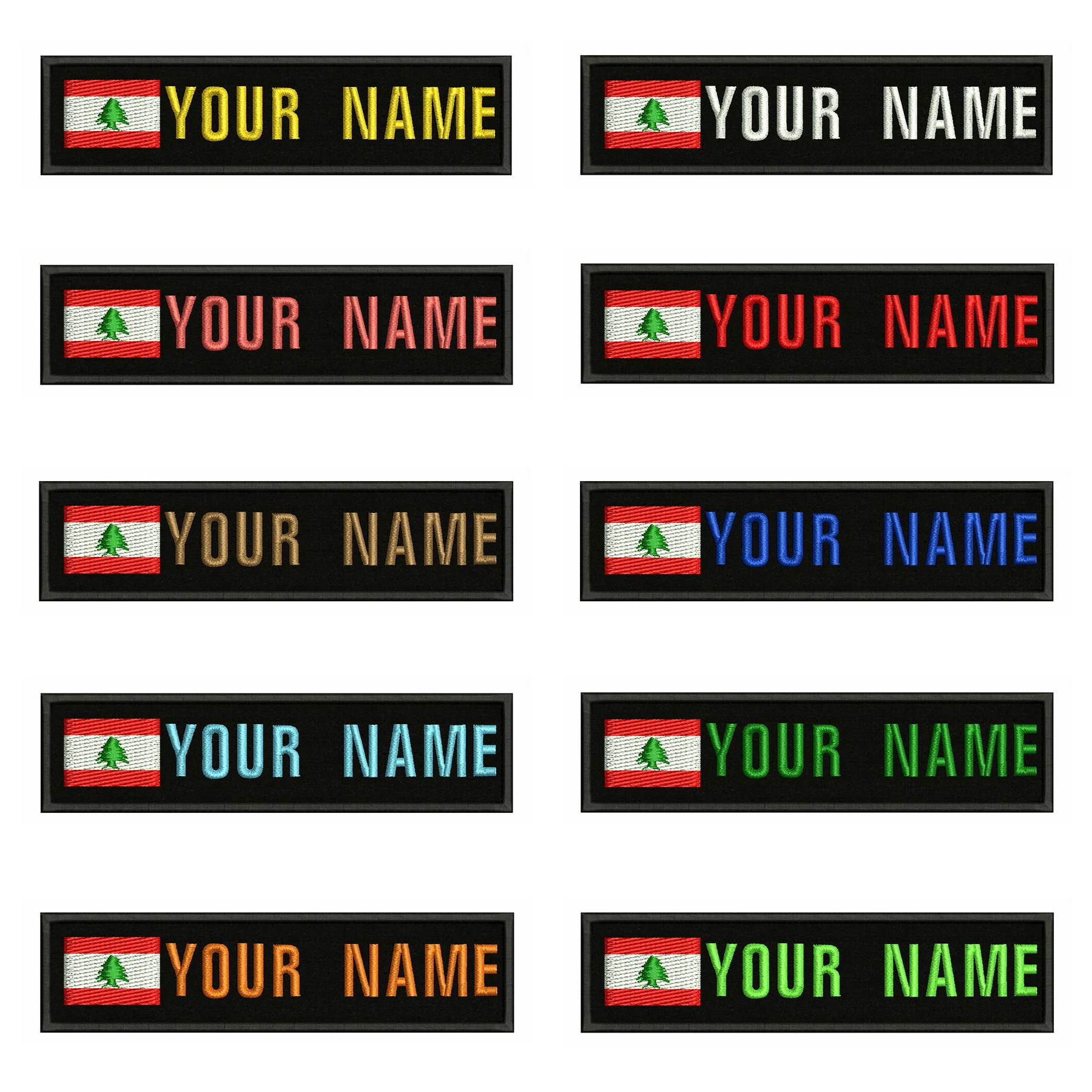 

Lebanese Flag Lebanon 10X2.5cm Embroidery Custom Name Text Patch Stripes Badge Iron On Or Patches