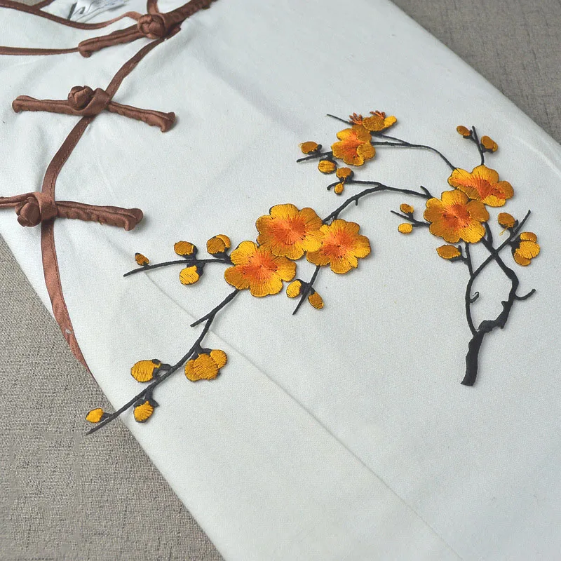 Traditioneller 8-Farben-Pflaumen-Blumen-Aufnäher zum Aufbügeln, Blumen-Aufnäher für Kleidung, Stoff, zum Aufbügeln, DIY, Mantel, Jeans, Zubehör – Detail 9