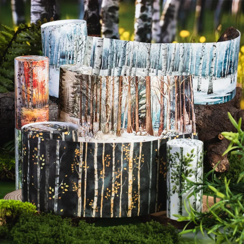 1Roll Tapes Mountain Forest Secret Vintage Woods Adhesive Backing Tape European Handbook Adhesives Tapes Scrapbook 80mm*2m